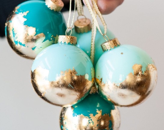 1 DIY Painted Gold Leaf Ornaments 1