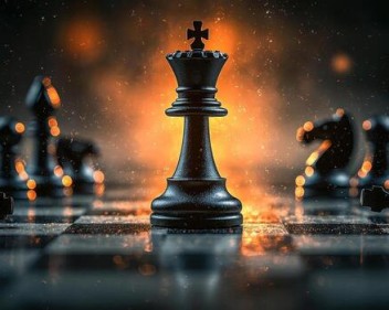 dramatic chess match scene intense closeup dark background copyspace cinematic atmosphere free photo