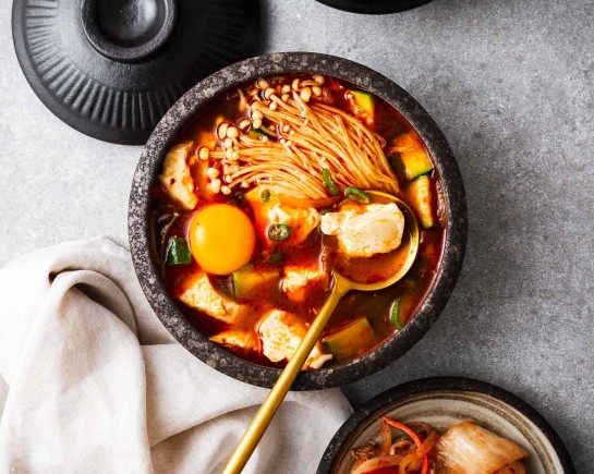 korean soft tofu stew with rice