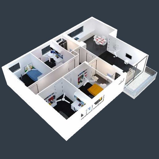 au uws parramatta apartment 4 Bedroom floorplan