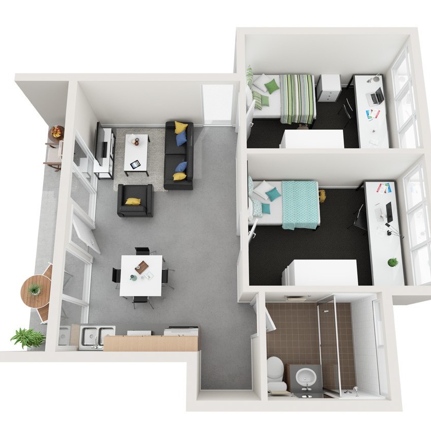 GUV 2 Bedroom Apartment low rise village WEB