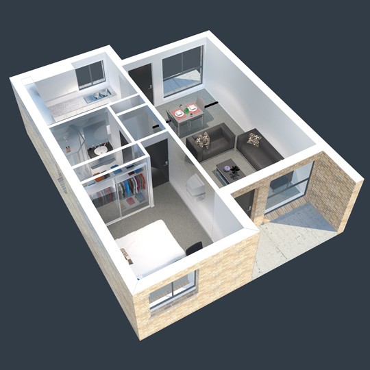au macquarie east apartment 1 Bedroom floorplan