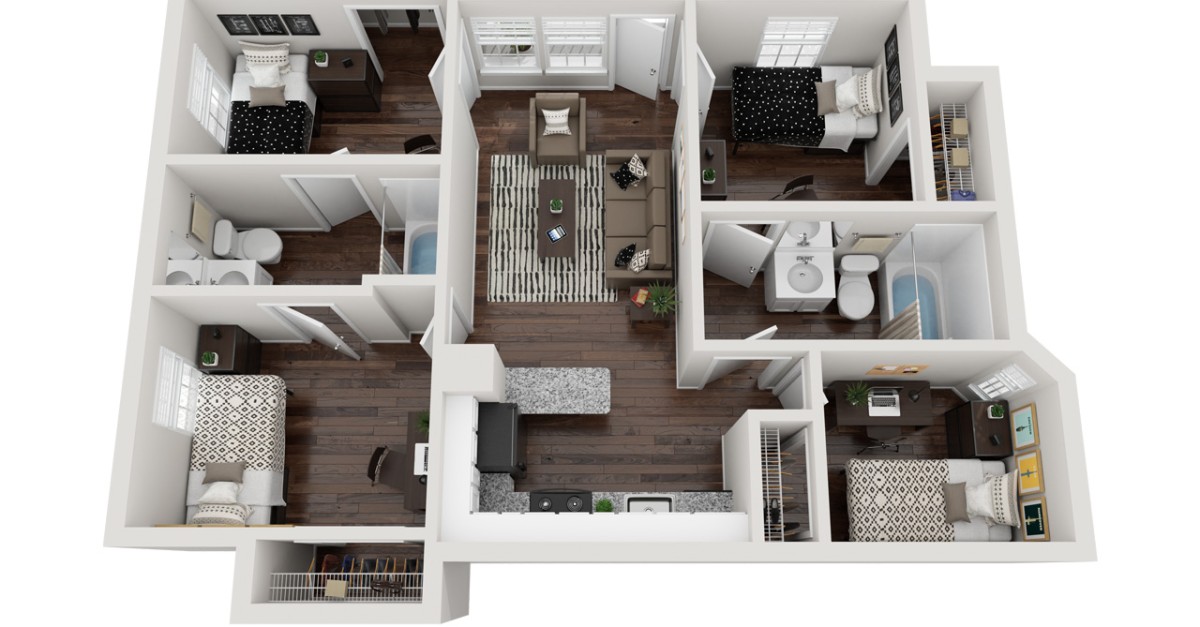 Four Bedroom, Two Bathroom Campus Living Villages