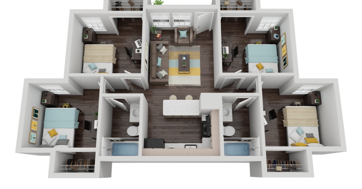 Four Bedroom, Two Bathroom Campus Living Villages