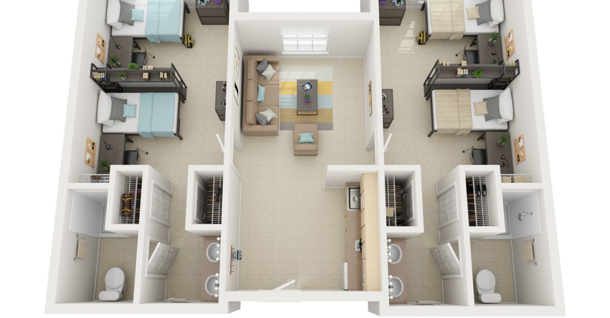 Four Bedroom, Two Bathroom - Campus Living Villages